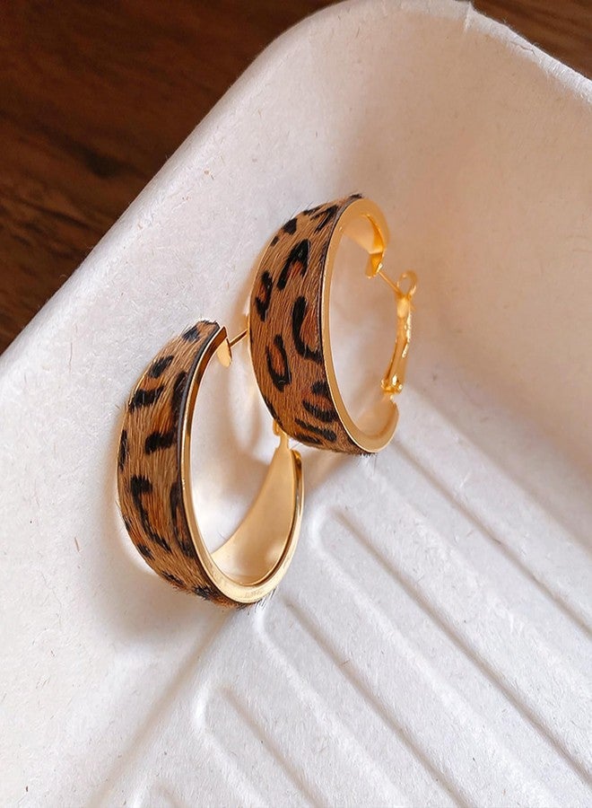 eartif Leopard Earrings Large Hoop Leopard Print Earring for Women Vintage Chunky Gold Cheetah Earrings Animal Print Earring Stud Fashion Jewelry Gift (Leopard) - Image 3